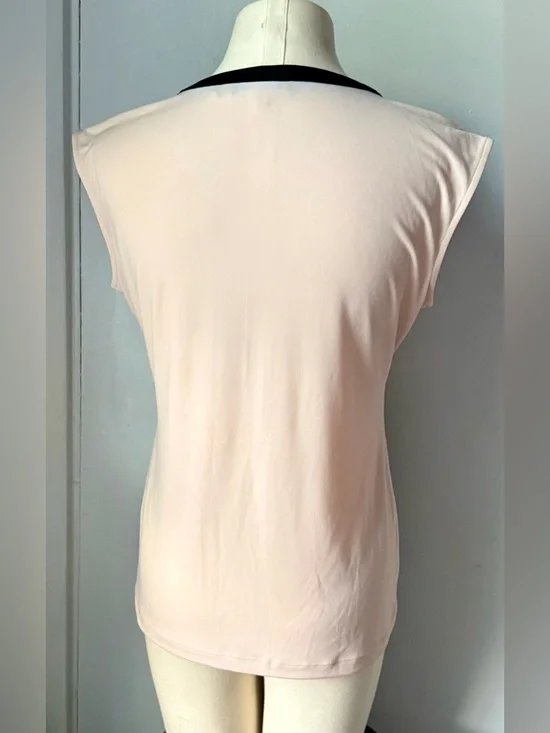 Calvin Klein Beige Camisole with Black Faux-Leather Center Trim - Picture 8 of 8